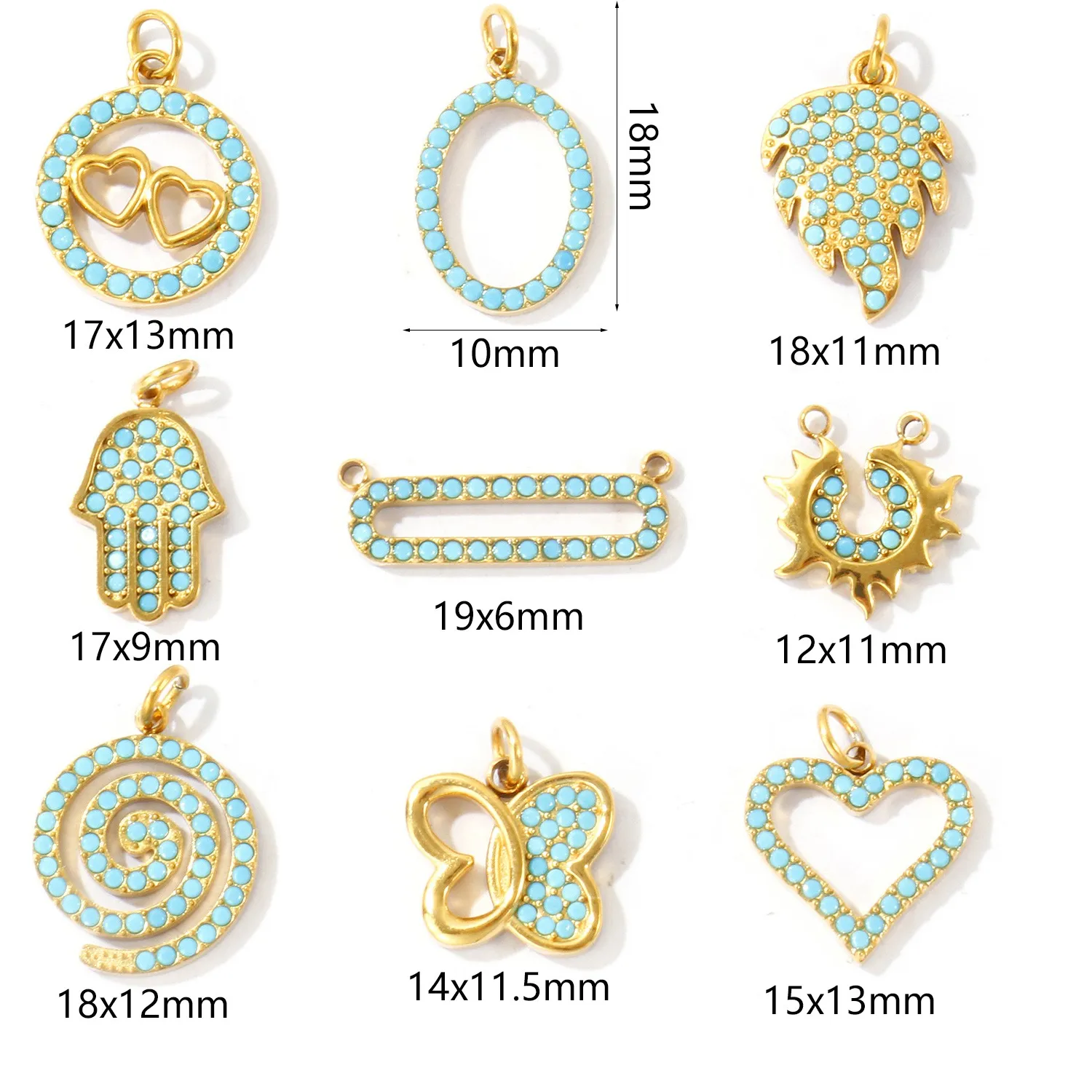 Authentic Twin Oceanic Guardians: Mini Seahorse, Turtle, Crab & Fish Charms with Blue Starstone & 18K Gold Aura