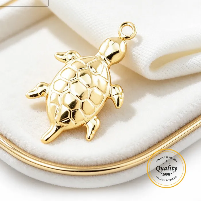 Authentic 14K Gold Filled Turtle Charm Pendant Jewelry Findings for DIY Bracelet Necklace Making