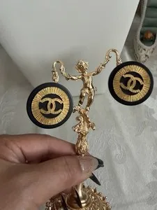 Authentic The Golden Cipher: Vintage 24k Gold-Plated Interlocking CC Talisman Earrings