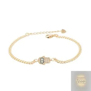 Authentic Ward Of The All- Seeing Hand A Gold- Plated Hamsa Evil Eye Bracelet