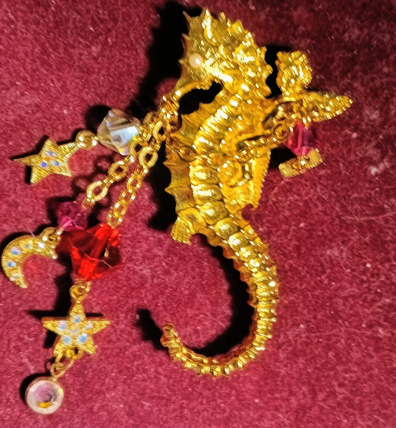 Authentic The Celestial Tide Kirks Folly Seahorse and Cherub Angel Dangle Pin