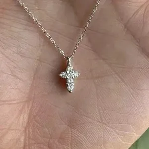 Authentic Radiant Faith 14K Gold-Plated Lab-Diamond Cross Pendant