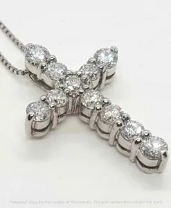 Authentic Radiant Luminescence Cross Pendant in 14k White Gold Plate