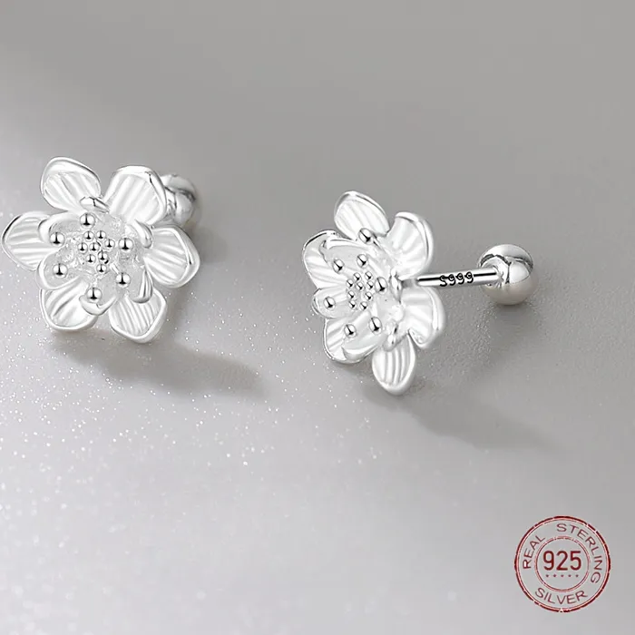 Authentic Whispers of the Sacred Lotus Sterling Studs