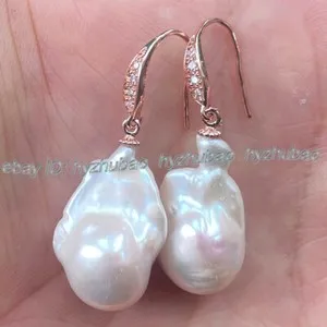 Authentic Ethereal Tides: Natural South Sea Baroque Keshi Pearl Gold Dangle Earrings