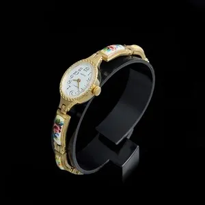 Authentic The Gilded Petal Chronograph: Vintage Chaika Enamelled Timepiece