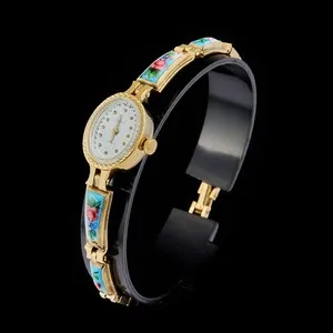 Authentic The Gilded Petal Chronograph: Vintage Chaika Enamel Timepiece