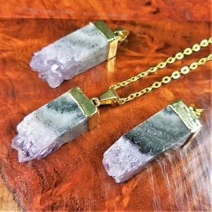 Authentic The Violet Flame Crystal Matrix Square Pendant in Radiant Gold