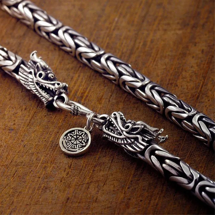 Authentic Dragonfire Legacy: Oxidized Silver Dragon Head Chain