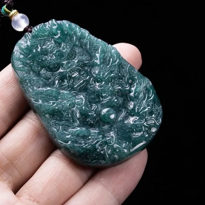 Authentic Dragon's Awakening The Ice Jade Nine- Dragon Pendant Of Celestial Power
