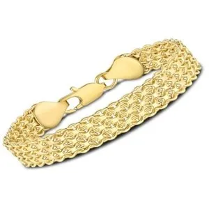 Authentic The Golden Weave of Radiance: 14K Gold Plated Mesh Chain Link Bracelet