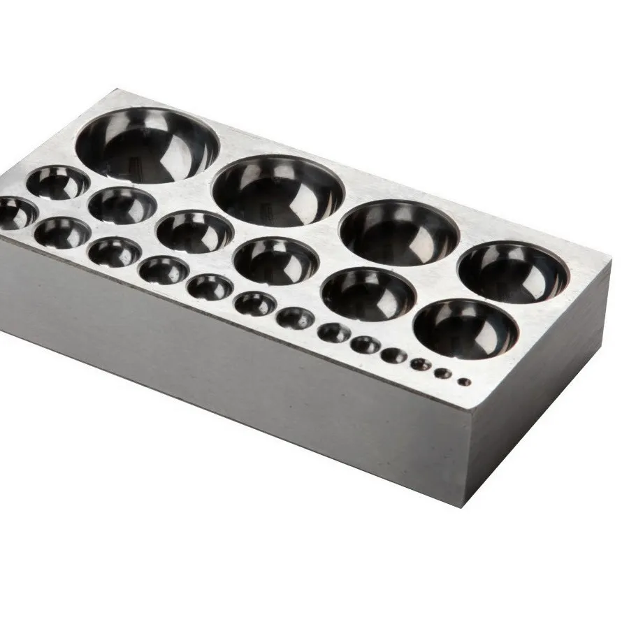 Authentic Durston 23 Hole Flat Dapping Block 150x80mm Block with 3-38mm Half Spheres, for Professional Jewelry Workshop