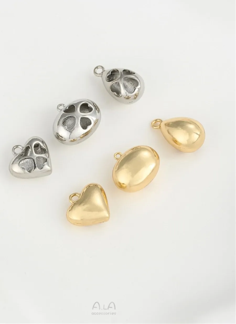 Authentic Enchanted Peach‑Heart Water‑Drop Pendant – 14K Gold‑Color Aura