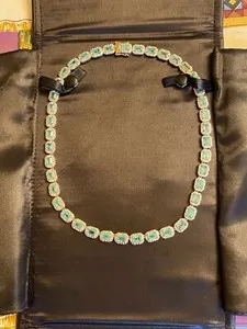 Authentic Radiant Verdant Harmony Gold-Plated Emerald and Diamond Necklace