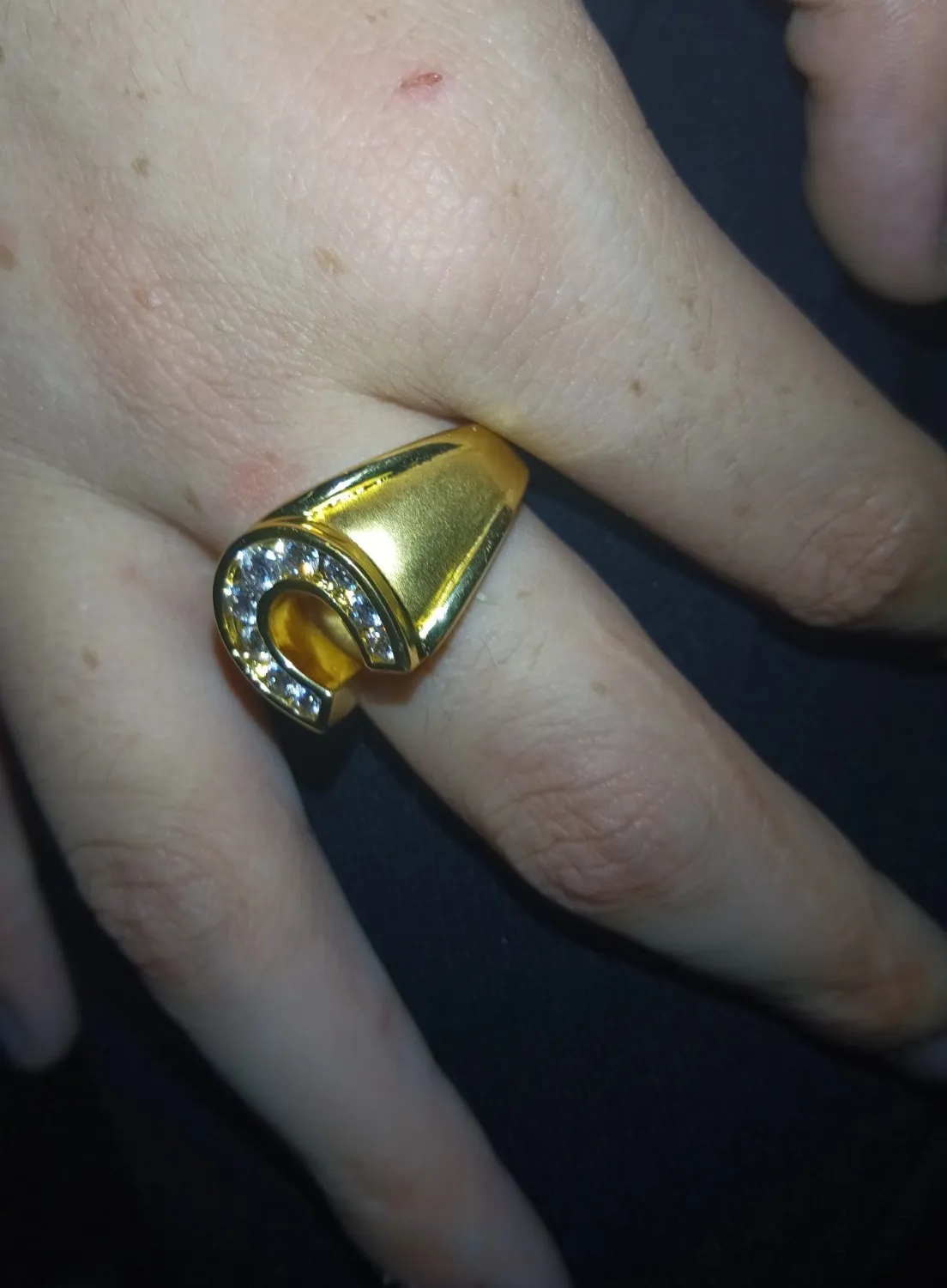 Authentic The Prism of Illusion: Gold-Plated Glass-Cut Faceted Ring