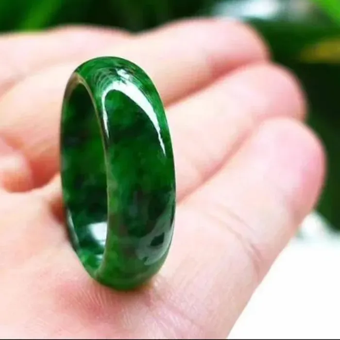 Authentic Jade Ring Natural Burmese Jadeite Ring Jewelry Fine Jewelry Dry Flowering Green Finger Ring Emerald Jades Stone Rings