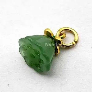 Authentic Emerald Lotus Pod Amulet Gold- Plated Talisman Of Serenity And Renewal