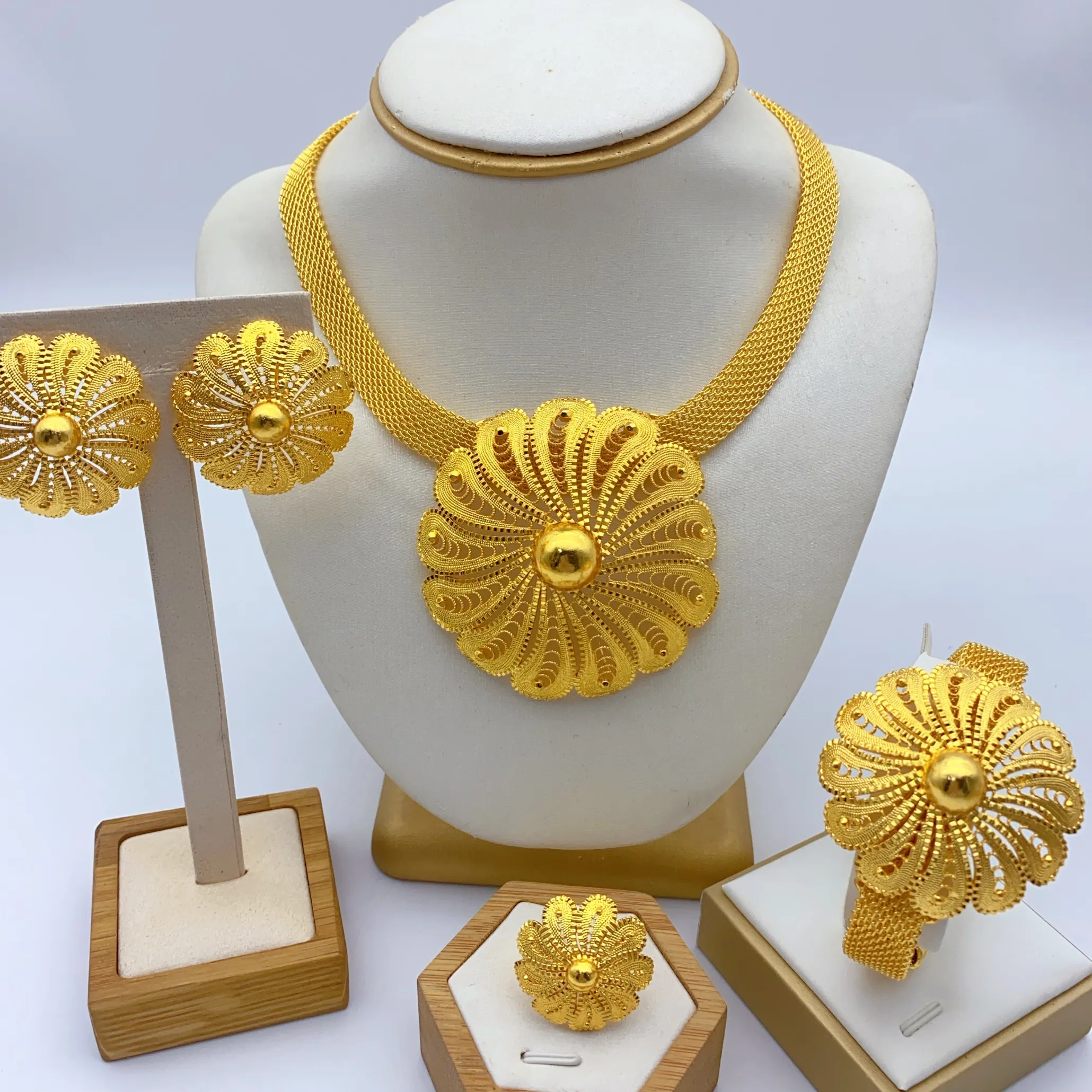 Authentic Ethereal Bride's Blessing: Ethiopian Round Majestic Necklace & Earrings Set