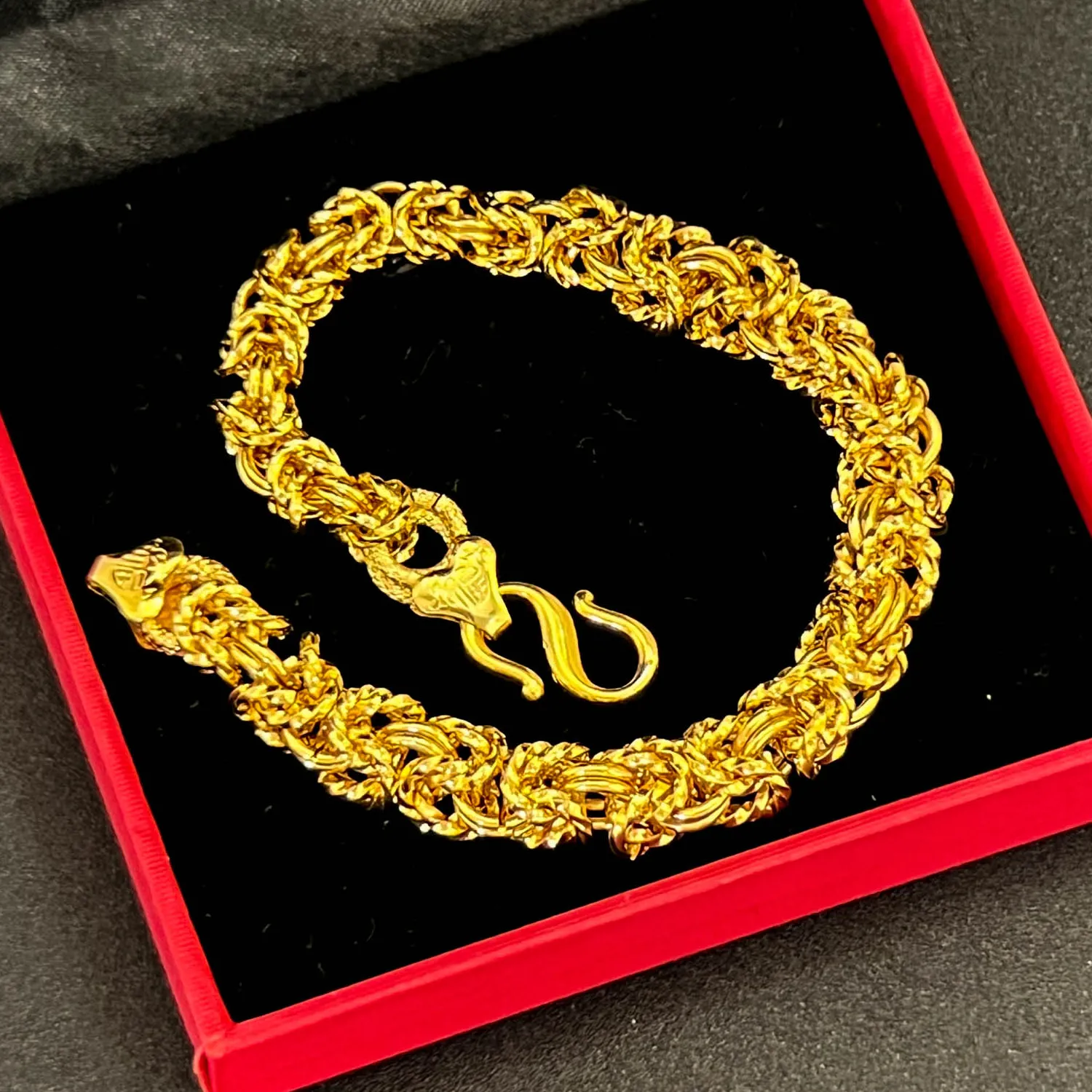 Authentic Gold Shop Same Style 9999 24K Real Gold Men's Gold Bracelet, Mighty Boss Chain, Exquisite Party Luxury Jewelry