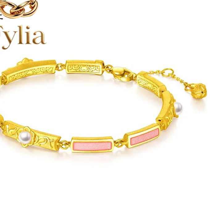 Authentic Fylia Jewelry  Fylia Jewelry   Gold Shop 9999 24K real gold new bracelet ten-mile red makeup bracelet luxury fashion nine-sectio