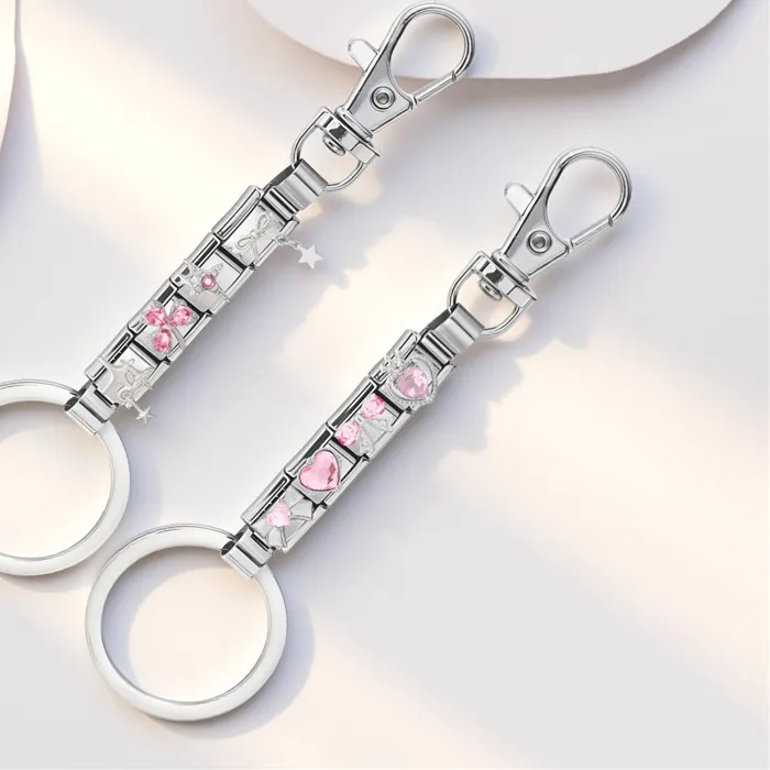 Authentic Bow Butterfly Star Module Bracelet Keychain Bag Key Pendant Personalized Keyring Italian Diy Making Jewelry