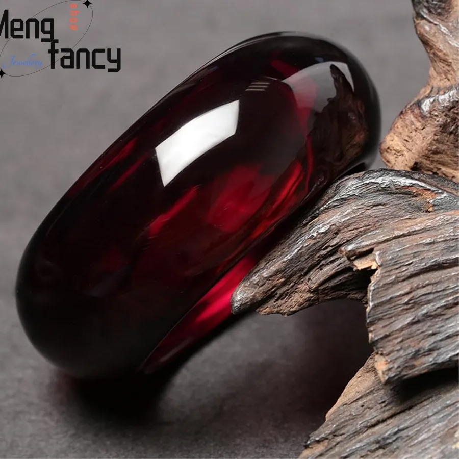 Authentic Natural Amber Beeswax Pure Burgundy Wide Bangle Simple Exquisite High-grade Fashion Charms Jewelry Best Selling Holiday Gifts