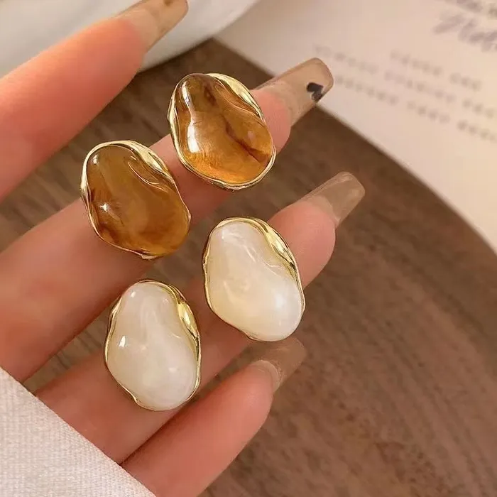 Authentic Ethereal Sun-Catchers of the Ancient Mist: Irregular Oval Amber Studs