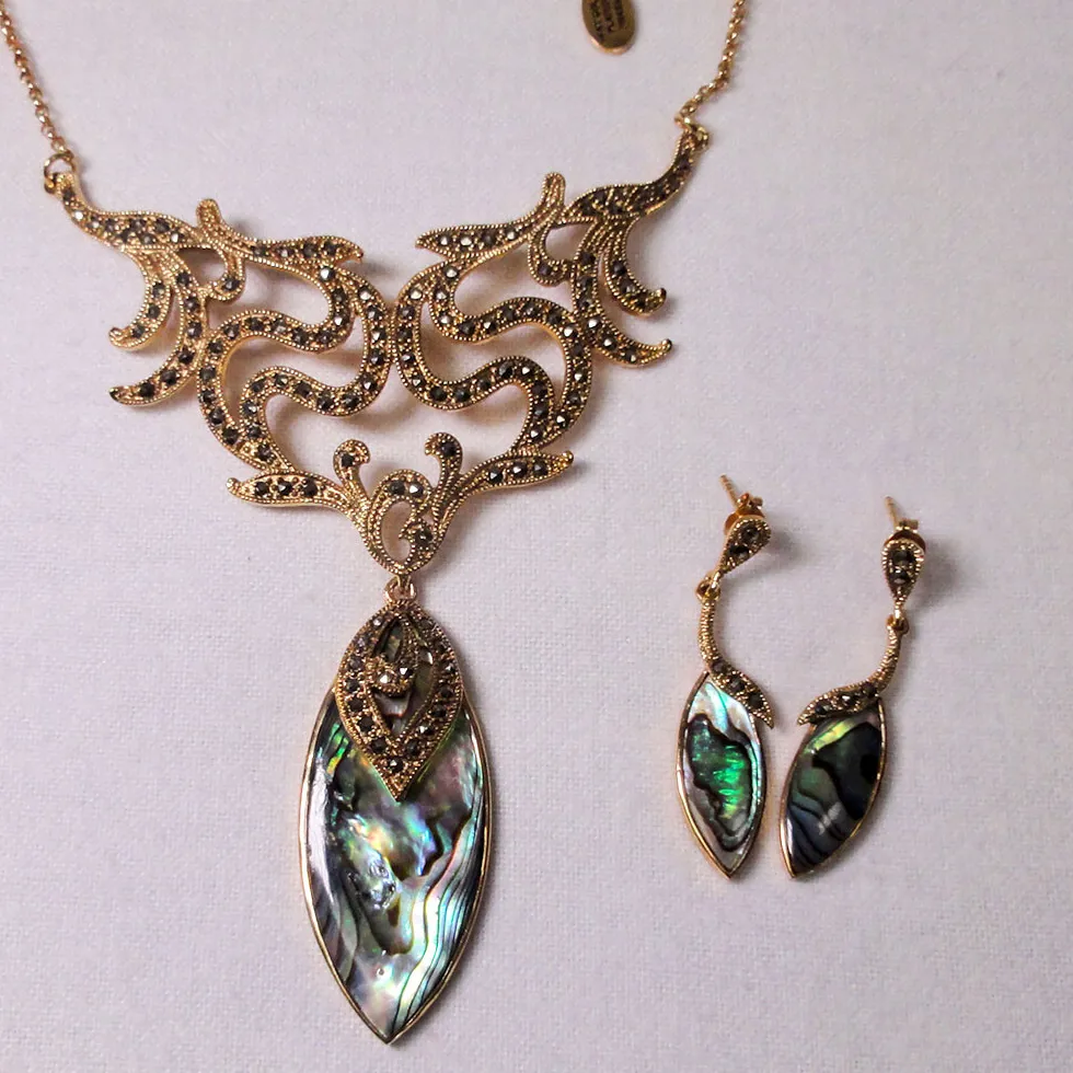Authentic Abalone Contessa Abalone Shell And Marcasite Talisman Of The Deep Sea