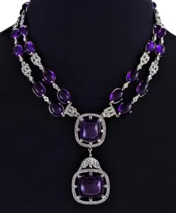 Authentic The Mystic's Embrace Unveiling The Sacred Art Deco Amethyst Moissanite Necklace