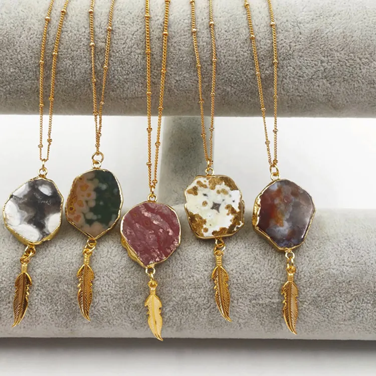 Mystic Ocean's Embrace The Feathered Gold- Plated Pendant Of Protection And Connection