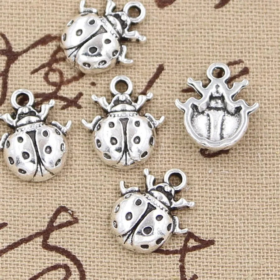 Authentic 12pcs Charms Ladybug Bug 16x14mm Antique Making Pendant fit,Vintage Tibetan Bronze Silver color,DIY Handmade Jewelry
