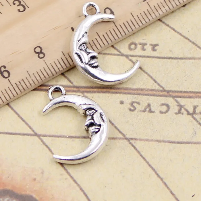 Authentic 10pcs Charms Moon Face 21x15mm Tibetan Bronze Silver Color Pendants Antique Jewelry Making DIY Handmade Craft