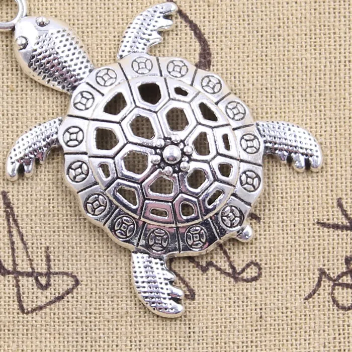 Authentic 4pcs Charms Sea Turtle Tortoise 56x37mm Antique Silver Color Pendants DIY Crafts Making Findings Handmade Tibetan Jewelry