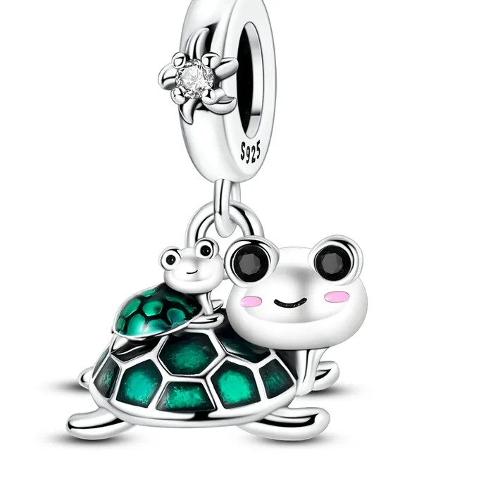 Authentic 925 Sterling Silver Turtle Parent Child Charms Bead Pets Dangle Fit Original Bracelet Diy Jewelry