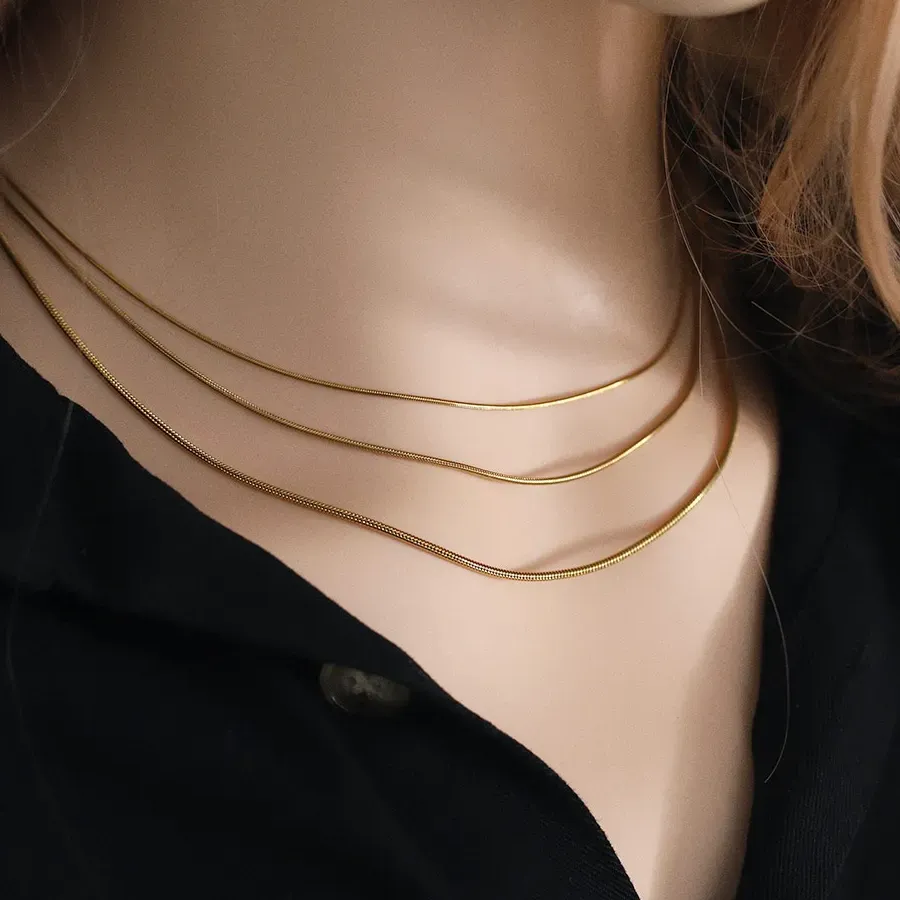 Authentic Golden Serpent's Embrace 5- Gold Plated Snake Chain Necklaces For Spiritual Alignment And Divine Protection