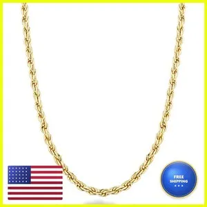 Authentic The Eternal Weave: 18K Gold-Plated Sterling Silver Rope Chain