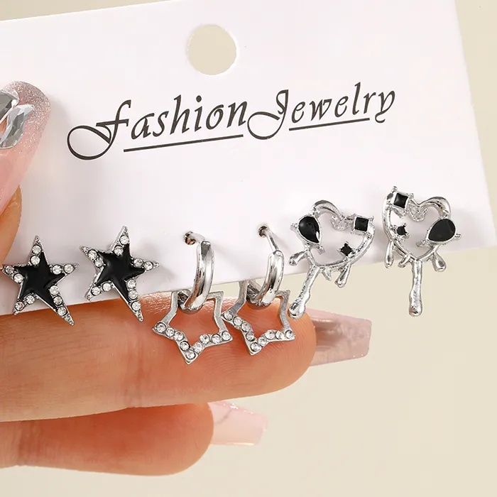 Authentic Celestial Six- Love Star Stud Irregular Zircon Bowknot Earrings Of Y2K Mystique