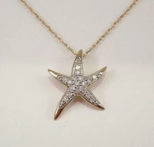 Authentic Celestial Tide Starfish Moissanite Pendant in 14K Yellow Gold
