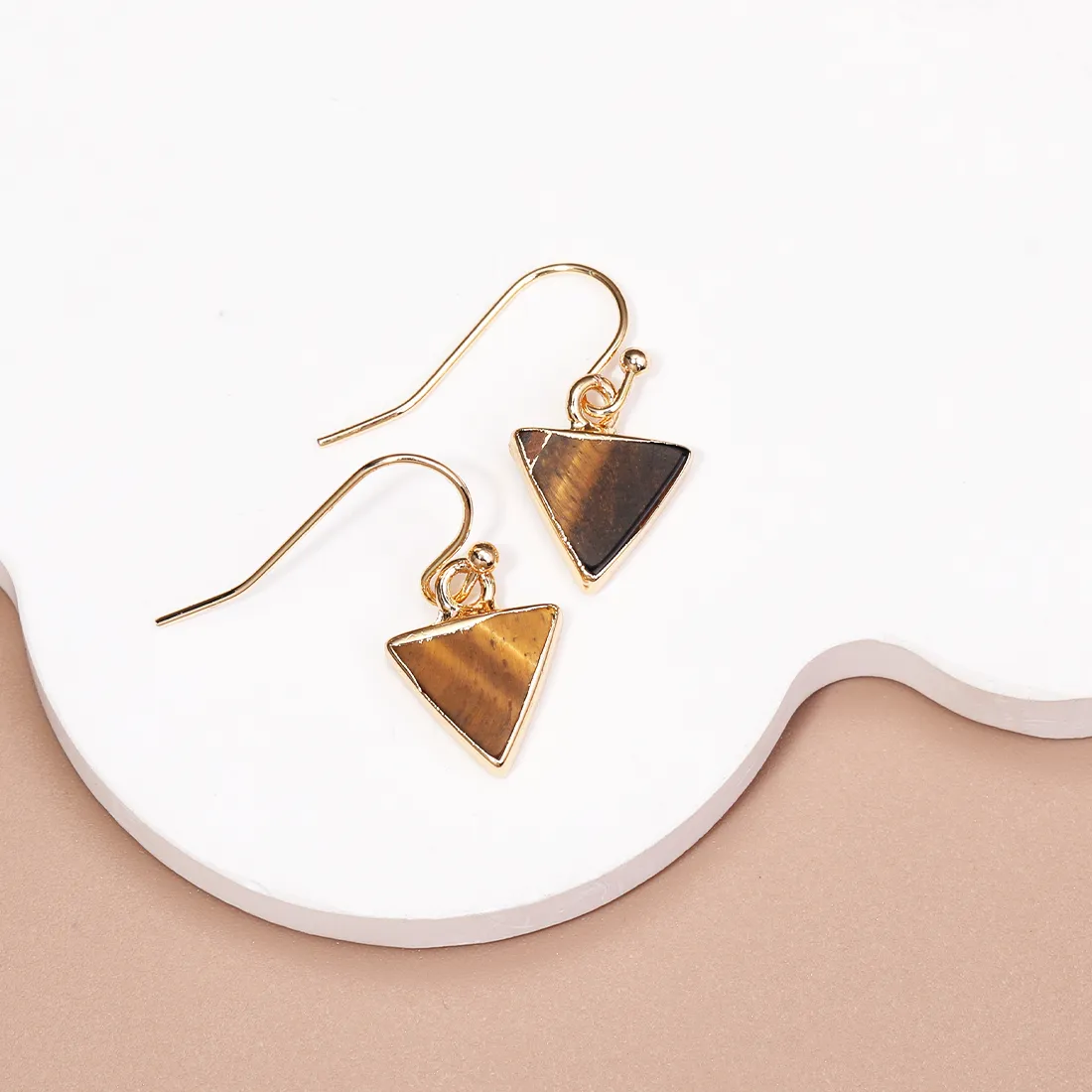 Authentic Triad Of Hearts Rose Quartz Amethyst Obsidian Triangle Earrings