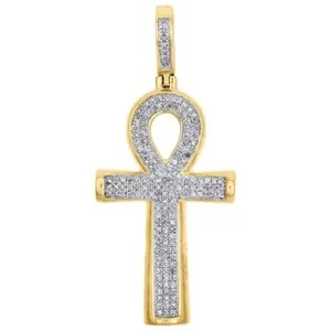 Authentic Golden Ankh Of Fertile Spirit A 1.6Cm Radiant Pendant In 14K Yellow Gold