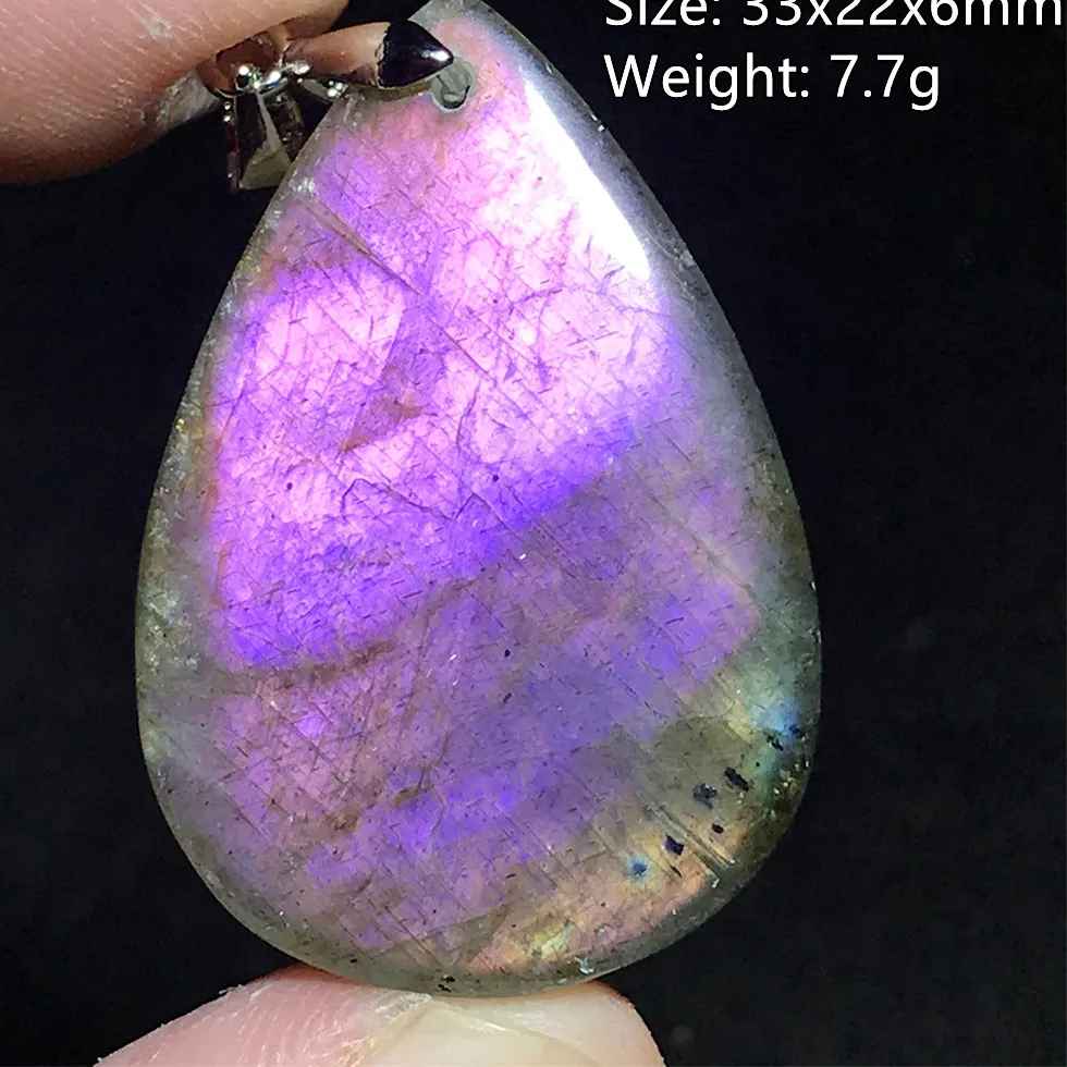 Authentic Top Natural Labradorite Pendant Lady Healing Luck Crystal Silver Moonstone Oval Beads Stone Jewelry Aaaaa