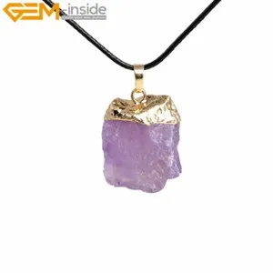 Authentic Pendant Natural Gold Plated Raw Crude Quartz Gemstone Freeform Necklace Jewelry