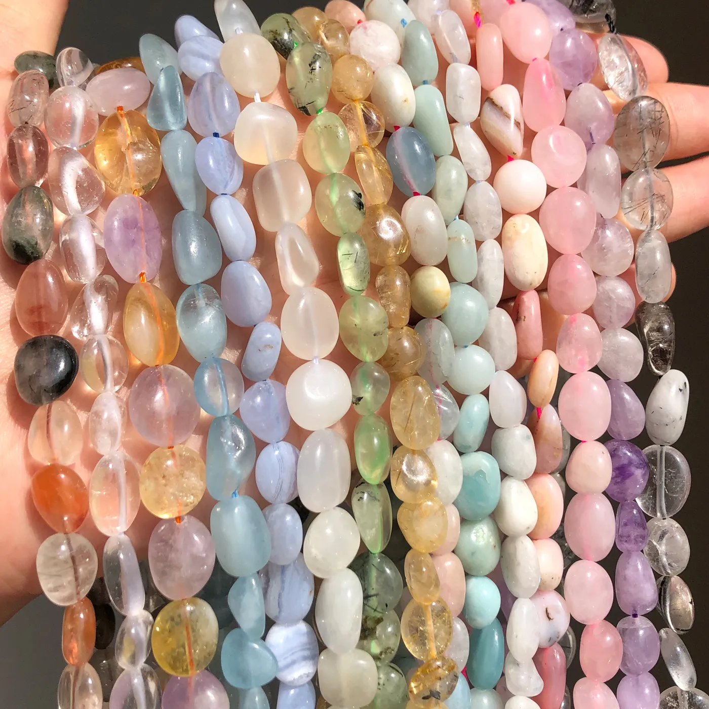 Authentic 8- 10Mm Irregular Amazonite Agata Larimar Loose Beads For Jewelry Making Natural Stone Bead Diy Necklace Bracelet Jewellery 15''