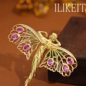 Authentic Radiant Liberty: The Gilded Plique-à-jour Guardian Brooch