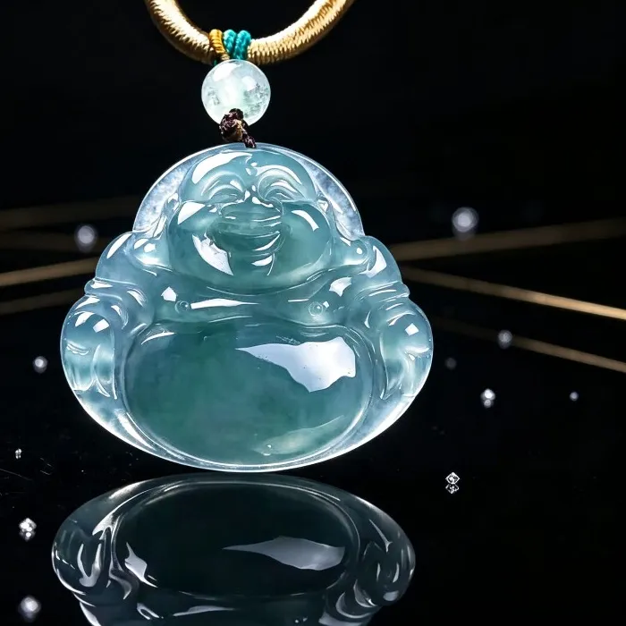 Authentic The Celestial Stillness: Blue Water Jadeite Buddha Amulet