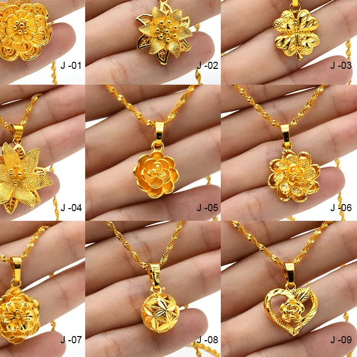 Authentic Aniid Dubai Golden Necklace Nigerian Bridal Hollow Flower Chain Pendant Indian Arab Kids Jewellery