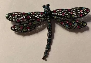 Authentic Wings Of Transformation Gold- Plated Dragonfly Amulet With Rainbow Crystal Wings