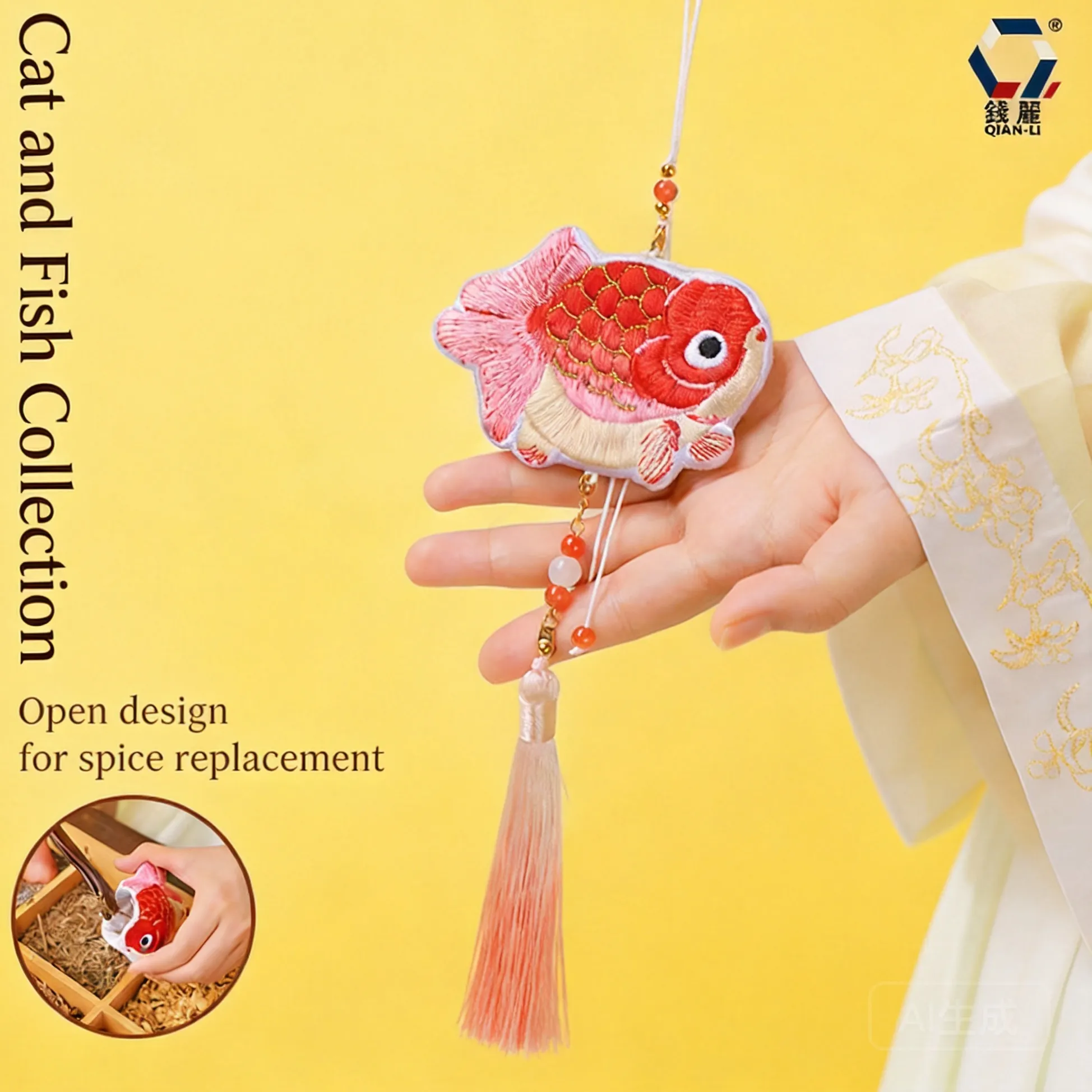 Authentic Golden Koi Sachet Of Fortune An Embroidered Tassel Talisman Of Auspicious Blessings