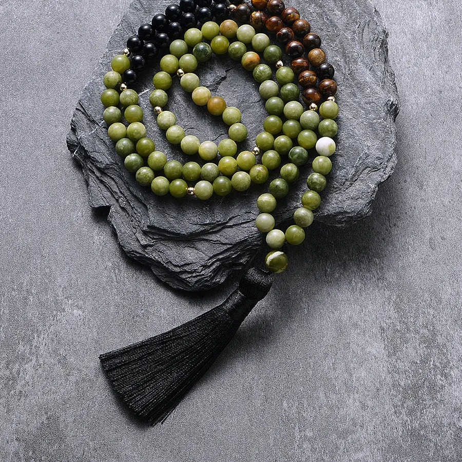 Authentic The Watchful Guardian A 108 Mala Of Jade And Tiger Eye For Inner Strength And Spiritual Clarity