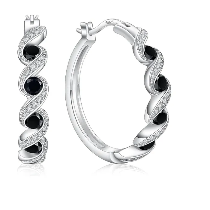 Authentic Whispers Of Midnight Black Spinel Hoop Talismans Of Lunar Power